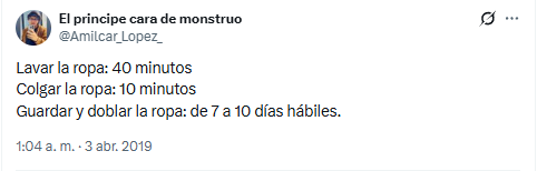 Futaugas's tweet image. #Lavar #Minutos #Colgar #Guardar #Doblar #Días #Hábiles #Ropa.