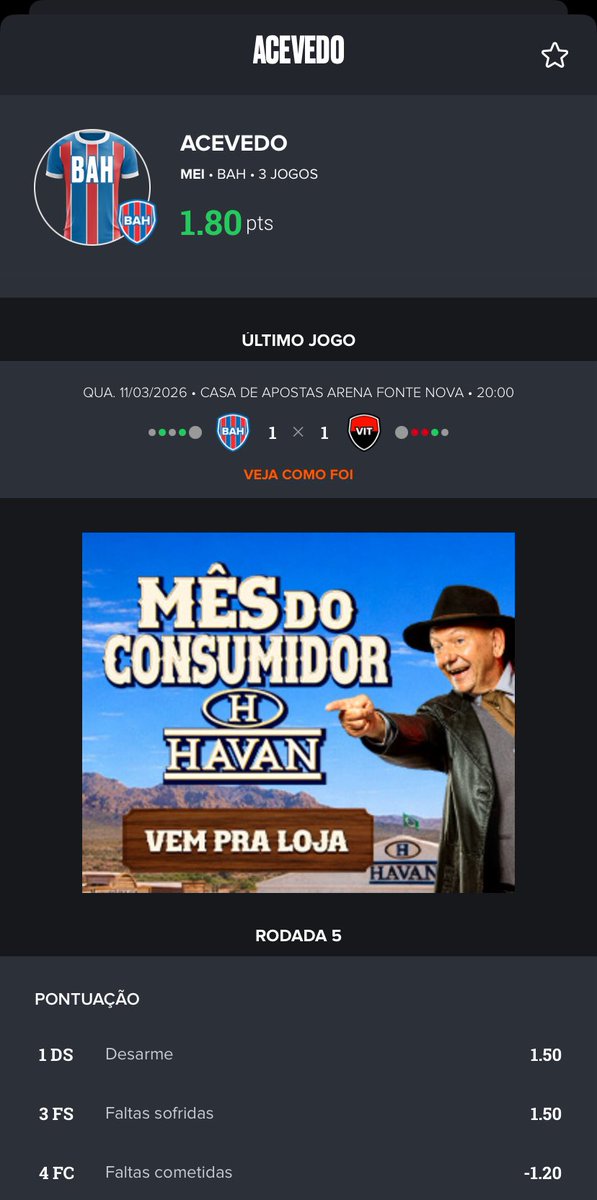 Bahia0199's tweet photo. @cartolafc Temos que fazer o trabalho de vocês? Inacreditável só computarem 1 desarme para Acevedo https://t.co/DdlqK0hzFa