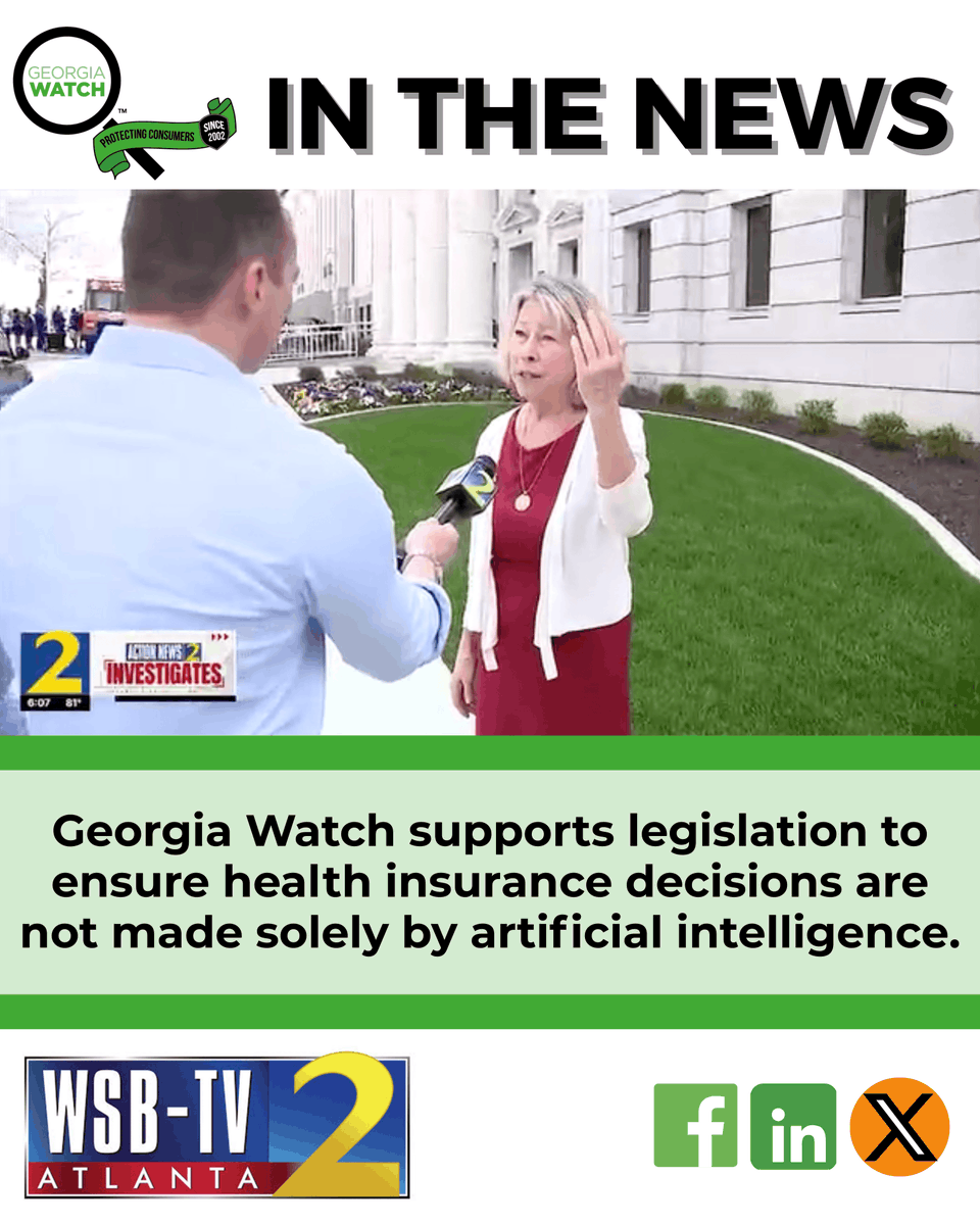 georgiawatch's tweet photo. “A doctor has said they need potentially life-saving procedures—and to let a robot make that decision is completely unacceptable.” — @LizCoyle2.

Georgia lawmakers are advancing SB 444 to ensure health insurance decisions aren’t made solely by AI.
 https://t.co/RVukYJRleH
#GAPOL https://t.co/kAWw3SsoRR