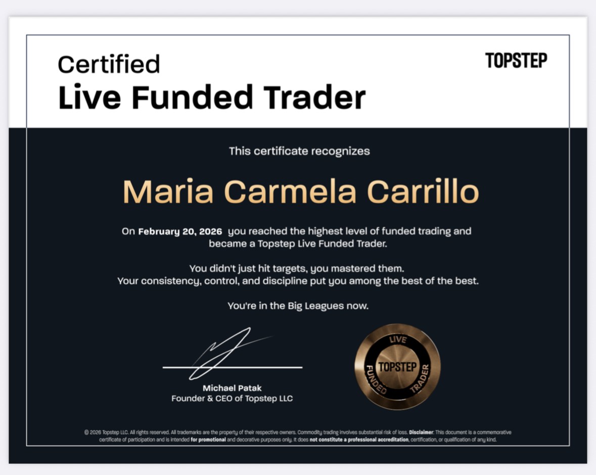 Av8trixT's tweet photo. Today marks one year since I started with @Topstep  and last month I became a LIVE FUNDED TRADER . I am so proud of all I've learned from the markets and from myself . Thank you @TopstepTV @MichaelPatak #powerhour @CoachDBA Proud that consistency and hard work always pays off https://t.co/j7voGTNuQN