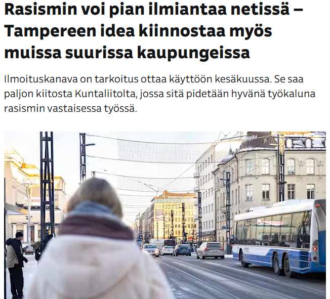 Ja mitä näillä ilmoituksilla tehdään? Tuleeko rasismipoliisi käväisemään? Pidetäänkö 12 000 ihmistä vuodessa, niin kuin Briteissä? Viedäänkö leireille?