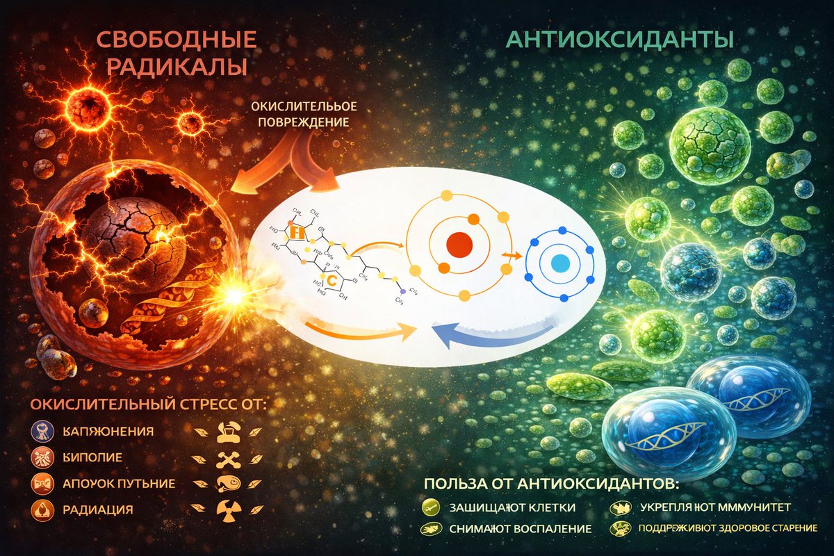 Вокруг свободных радикалов и антиоксидантов много мифов. Что такое свободные радикалы и почему их связывают со старением и болезнями? Рассказываем, как действует антиоксидантная защита и почему  активная борьба с окислением вызывает противоположный эффект komfortnyj-dom.info/antioksidanty.…