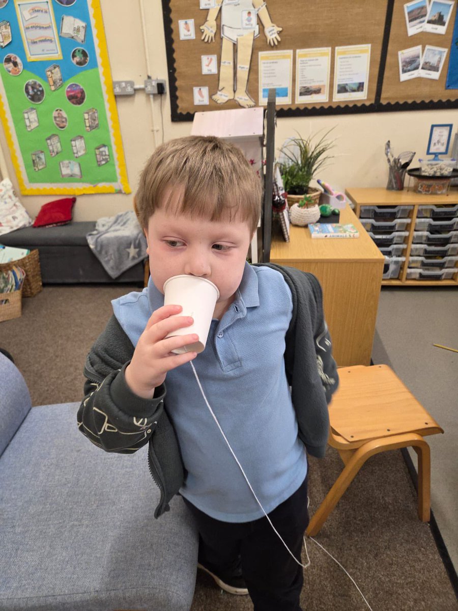 1A_MrsAlmond's tweet photo. Year 1 had a brilliant time making string telephones today! Using cups and string, they discovered how sound travels as vibrations along the string from one cup to the other! #MakeADifference @ololprimary_HT  #ScienceOLOL #BSW26 #BritishScienceWeek2026 https://t.co/vn5UhK2nhp