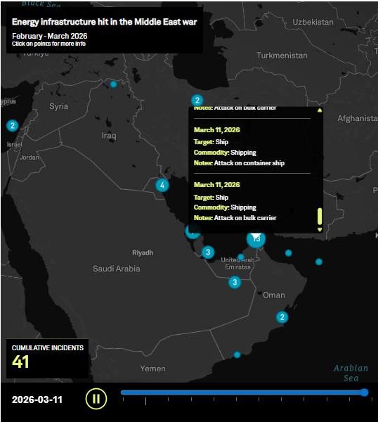 Check the energy assets and shipping impacted by the Middle East war as it happens: tinyurl.com/rsnfv3vm  #OOTT #OilPrices