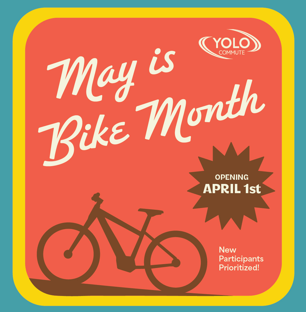 YoloCommute's tweet photo. Get ready-May is Bike Month registration opens April 1!
Yolo Commute members can receive:
• $400 for an electric bike
• $300 for a traditional bike
• $150 for bike maintenance, repairs, or accessories
Register with NorCal GO:  https://t.co/EQx92MkhtJ https://t.co/Ht4BJw8yWe
