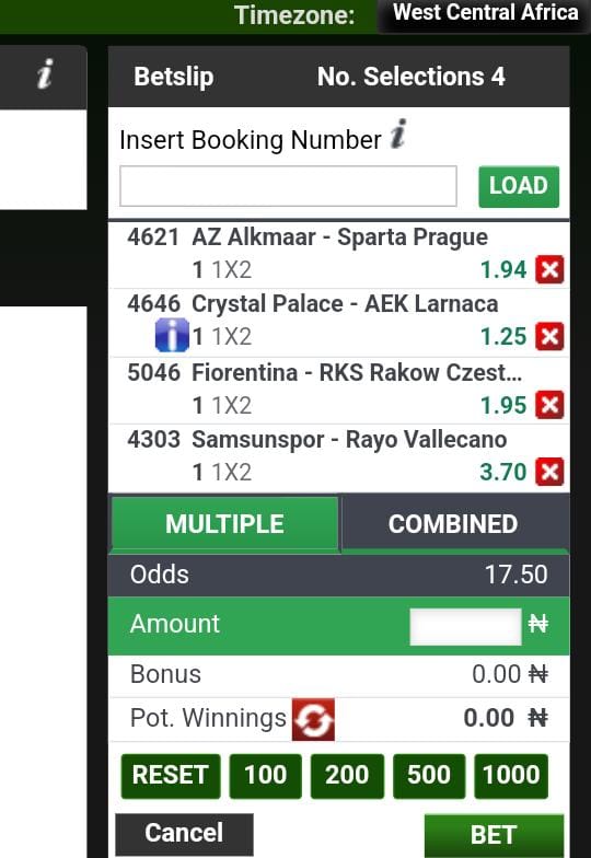 🚨 CONFERENCE LEAGUE SELECTION ✅ 🔥🔥

 ODDS: 17.50

BOOKING CODE: 56SQY3N

Edit &amp; Stake Wisely!!!🔞🔞

DEPOSIT &amp; PLAY: 👉🏻 register.bet9ja.com/shop?promocode…

#Bet9jaCodes