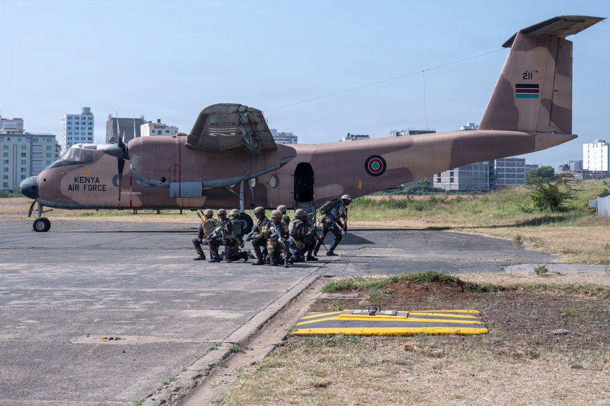 IanECox's tweet photo. The Kenya Defense Forces’ Rapid Response Unit (RRU) pararescue jumpers demonstrate the simulated recovery of personnel during their graduation ceremony in Kenya, Feb. 12, 2026. 🇰🇪🤝🇺🇸

The RRU graduates completed an 11-month training pipeline, conducted alongside U.S. Air Force Special Tactics personnel, to develop core special operations and combat search and rescue capabilities.