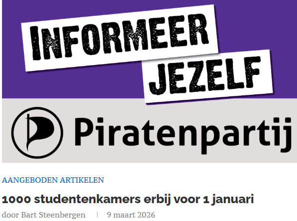 Piratenpartij's tweet image. Piraten creëren extra studentenkamers door regeltjes voor woningdelen te versoepelen: ans-online.nl/aangeboden-art… 🏴‍☠️ #GR2026 #Nijmegen
