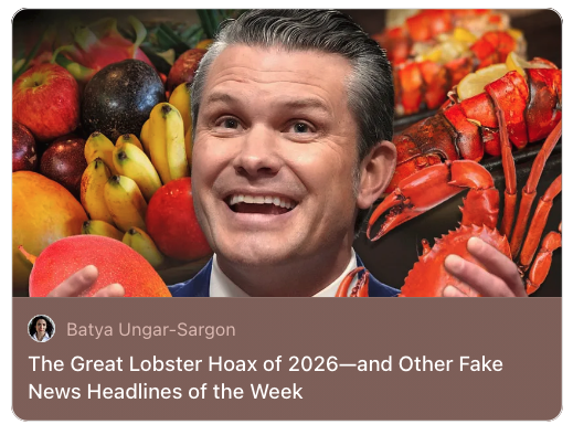 People who can afford to eat lobster every night of the week, who never risked a damn thing to defend this country,  are out here begrudging our troops a great meal while risking their lives to protect us.

It’s disgusting.

The Great Lobster Hoax of 2026
batyaus.substack.com/p/the-great-lo…