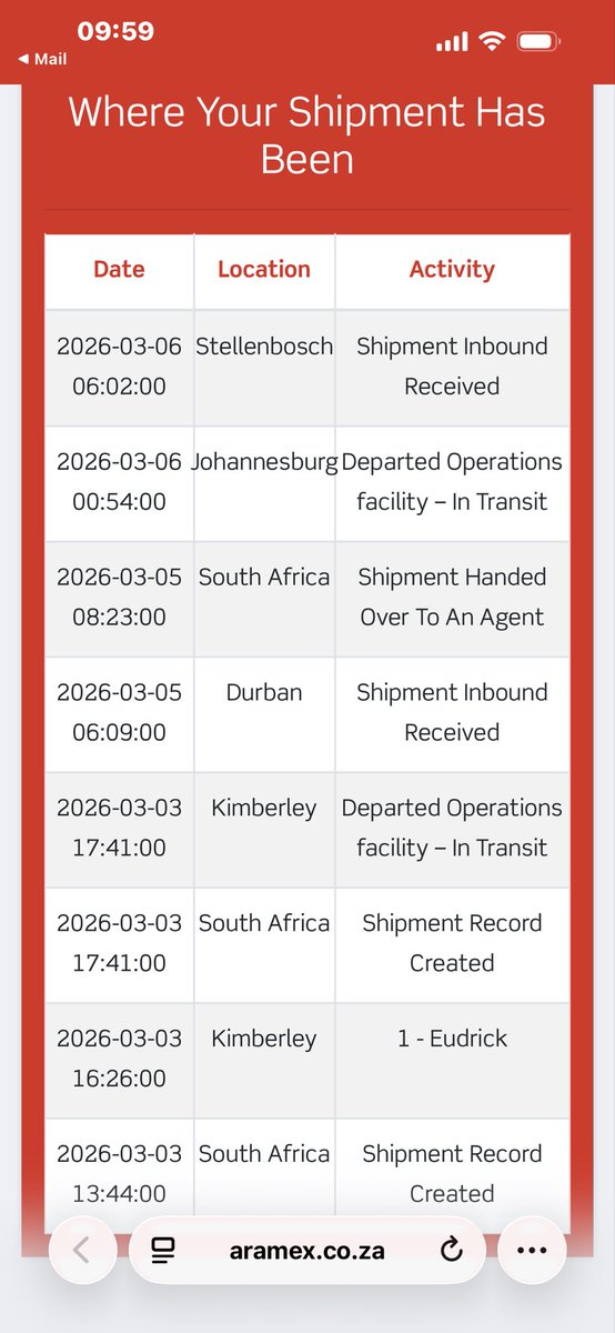 zi_cebile's tweet photo. @Aramex @AramexSA Are You Proud Of Your Service???!!!!🤷🏽‍♀️ https://t.co/0sH0RnHLBN