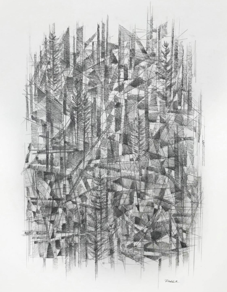 Artclicker's tweet image. Urban Jungle. #cubistdrawing #abstractlandscape #geometricart #contemporarydrawing #fineartdrawing