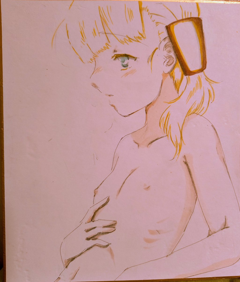 有り合わせのコピックで塗ってみた
#艦これイラスト 
#神鷹

なんか発色が…思ってたのと違う… 