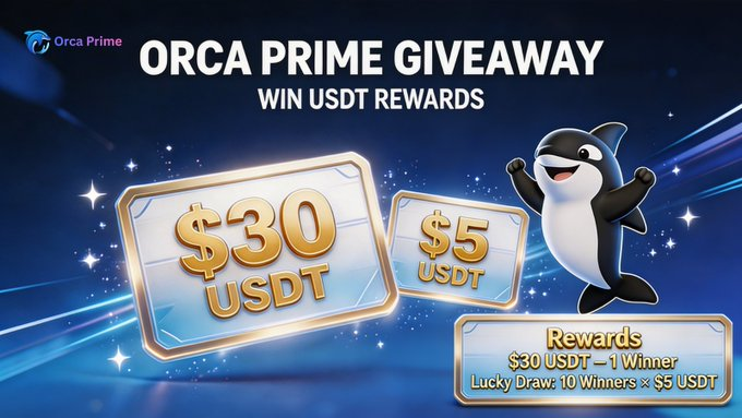 OrcaPrimeCN's tweet photo. 🐋 Orca Prime｜Prime List 活动

我们正在为 Orca Prime 生态的首批参与者准备奖励。

加入 Prime List，一起庆祝社区正式启动 🚀
🎁 奖励
😎 30 USDT — 1 位幸运用户
🎸 幸运抽奖：10 位用户 × 5 USDT
📌 参与方式

1️⃣ 关注 X 账号@OrcaPrime_RWA
2️⃣ 点赞 + 转发本条推文
3️⃣ 加入 Prime List 社区
 https://t.co/E5gVbz4Mu4
4️⃣ 加入 Orca Prime 社区
 https://t.co/22OUzEzUd9
5️⃣ 评论 PRIMELIST + 你的 USDT 钱包地址（BEP-20）

⏰ 3 天后公布获奖名单

👉 https://t.co/Xz3QtUstrW