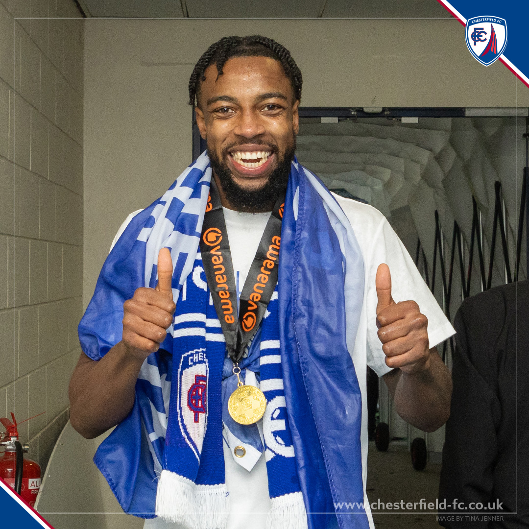 ChesterfieldFC's tweet photo. 🤝 Tyrone Williams has announced his retirement from playing and departs the club after more than four years as a Spireite.

💙 Thank you, Tyrone. It’s been a pleasure to have you in North Derbyshire. 

#Spireites