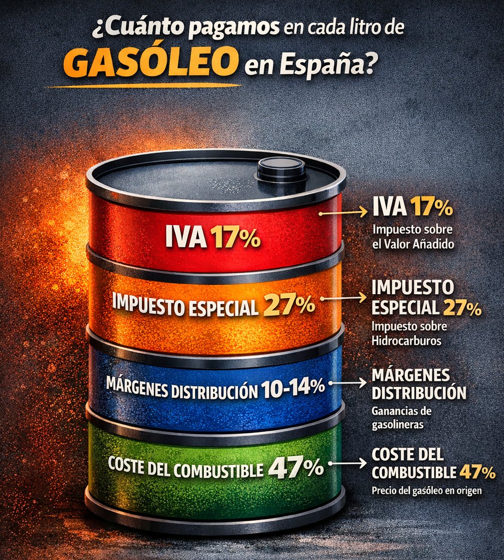 He tenido una discusión sobre este gráfico con un político. Él dice que está mal el IVA.

_
El 21% es el tipo impositivo y se aplica sobre la base, pero cuando miras cuánto pesa el IVA dentro del precio total, es solo aprox un 17%, porque el denominador ya incluye el propio IVA.