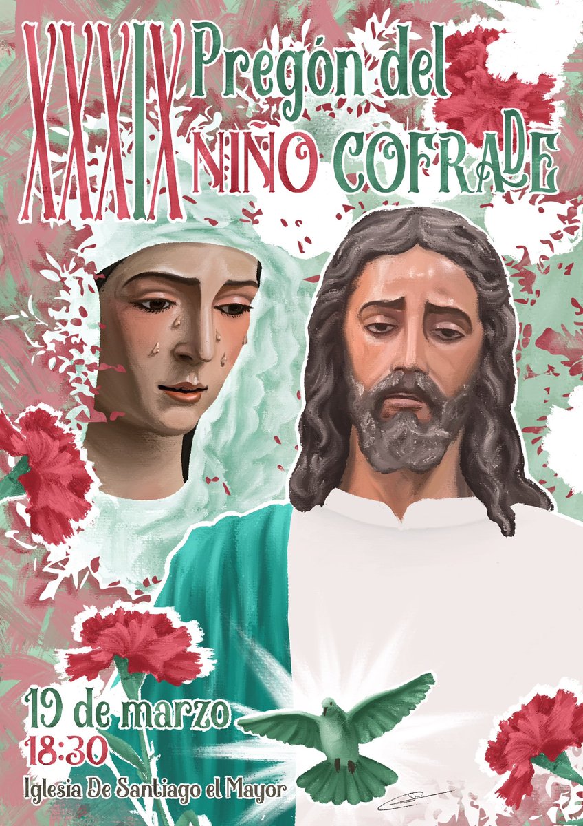 El 19 de marzo a las 18:30h celebraremos el XXXIX Pregón del Niño Cofrade, organizado por el Grupo Joven.

Pregón a cargo de José Miguel Castro Martín y presentado por Elena Gómez-Caminero Berlanga.

Con la participación de <a href="/amrociosevilla/">AM María Stma. del Rocío</a> 

Al finalizar, entrega de varitas.