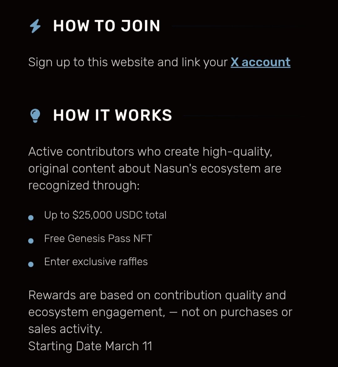 Topaz4kt's tweet photo. You have to check this out!!!

@Nasun_io Leaderboard is live with $25k prize pool for top 100 creators.

Sign up now → FREE Genesis Pass NFT
(Early access + point multiplier)

all you have to do is post quality content and help grow Nasun.

I will be there will you ? https://t.co/xhtg0T5hqK