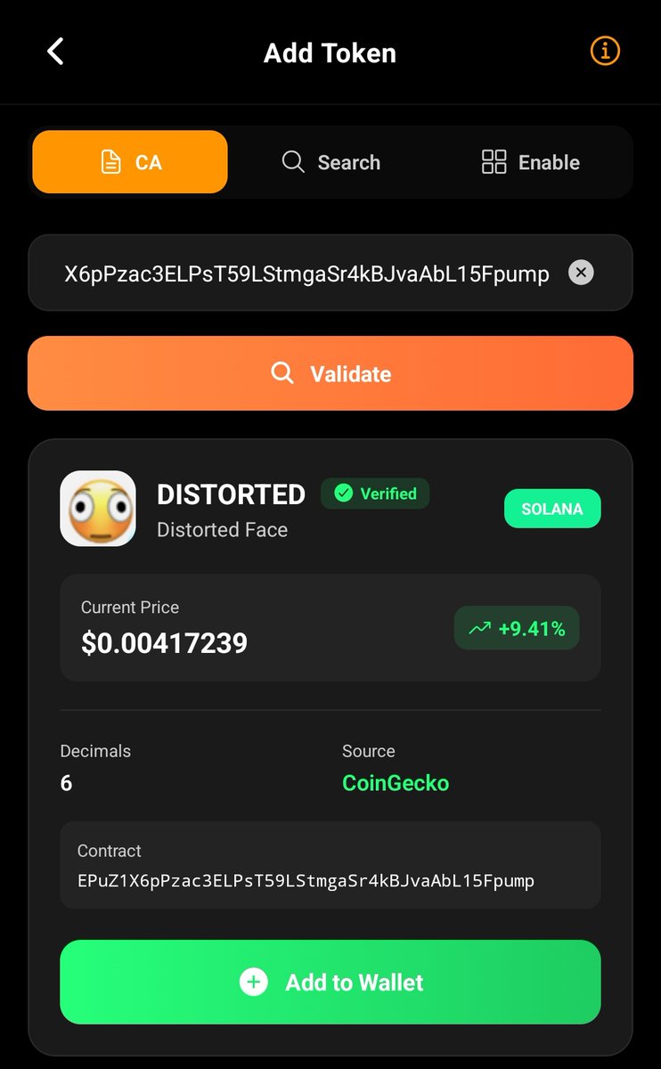 Distorted Face ($Distorted) is now verified on Satu Wallet