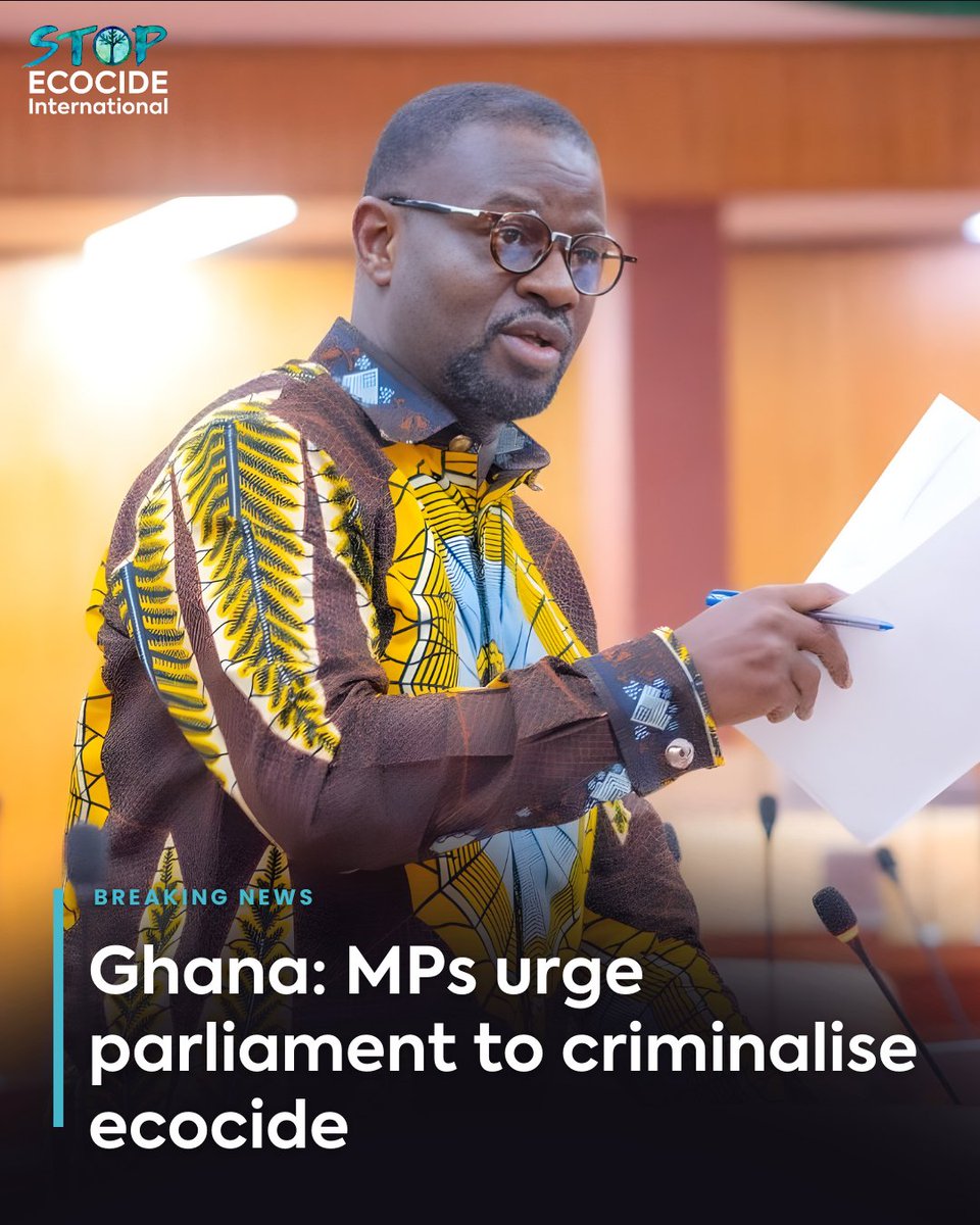 EcocideLaw's tweet photo. MPs in Ghana have called for criminalisation of mass harm to nature (#ecocide) in a session of parliament!🇬🇭

Frank Annoh Dompreh (@NPP_GH) &amp; others called for a domestic #ecocidelaw, as well as regional + international recognition.

Story: https://t.co/9At6JjzTnv

#StopEcocide https://t.co/LOTmwYawM3