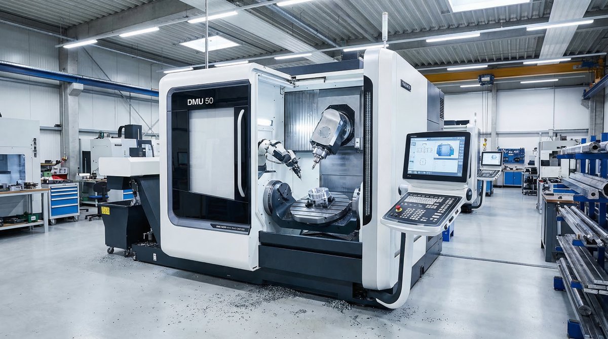 CNCandCoffee's tweet photo. 5-axis machining: where one setup does what used to take 3. 🔄✨ DMG Mori, Hermle, Mazak—these beasts make the impossible look easy. Complex aerospace parts in a single op. What's YOUR 5-axis capable of? #cnc #5axis #machining #manufacturing #precision https://t.co/1UH0FltPIV