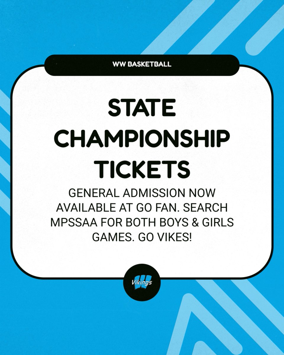 WWHSAthletics's tweet photo. State championship general admission tickets now available at Go Fan.  Boys - https://t.co/nVUCwk433e
Girls - https://t.co/jPmlv7AOoz Go Vikes! @WaltWhitmanMCPS @WhitmanBB @vikings_hoops https://t.co/qXuUN7YUr6