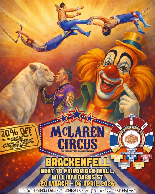 mclarenscircus's tweet photo. Save when Booking Online for #McLarenCircus Popular 2026 Show in #Brackenfell till Monday 6 April 🎪😂🦁🐴🐩❤️
#Kaapstad #Bellville #Durbanville #Kraaifontein #KuilsRiver #Parow #Plattekloof #Tokai #Tygerberg #Cpt #CityofCT #WesternCape
Buy Tickets Online: https://t.co/Y5XPaa1RcI https://t.co/G7AFLK5We3