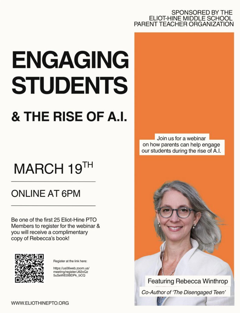 MrsTyAndrews's tweet photo. Everyone is invited to join the Eliot Hine PTO convo next week on how parents can help make education more engaging for tweens &amp; teens✨

Sign up here: https://t.co/nVeC3R8hew https://t.co/7KhI0qvAFy