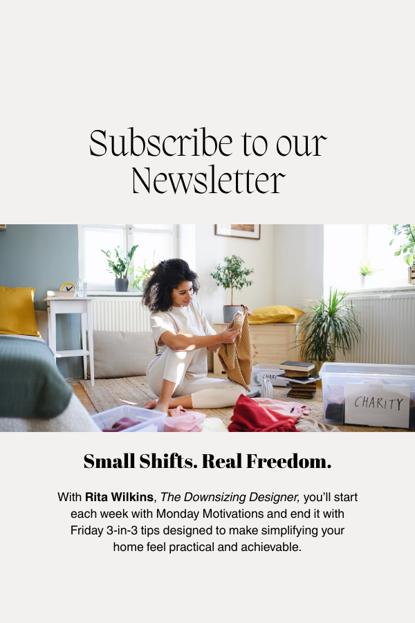 Iam_RitaWilkins's tweet image. Small shifts can create real freedom! 💫  Join my newsletter for Monday Motivations and Friday 3-in-3 tips to help simplify your home and life. 💖

Sign up here 👉 zurl.co/wrH1G

#RitaWilkins #TheDownsizingDesigner #DeclutterYourLife #MinimalismMadeSimple