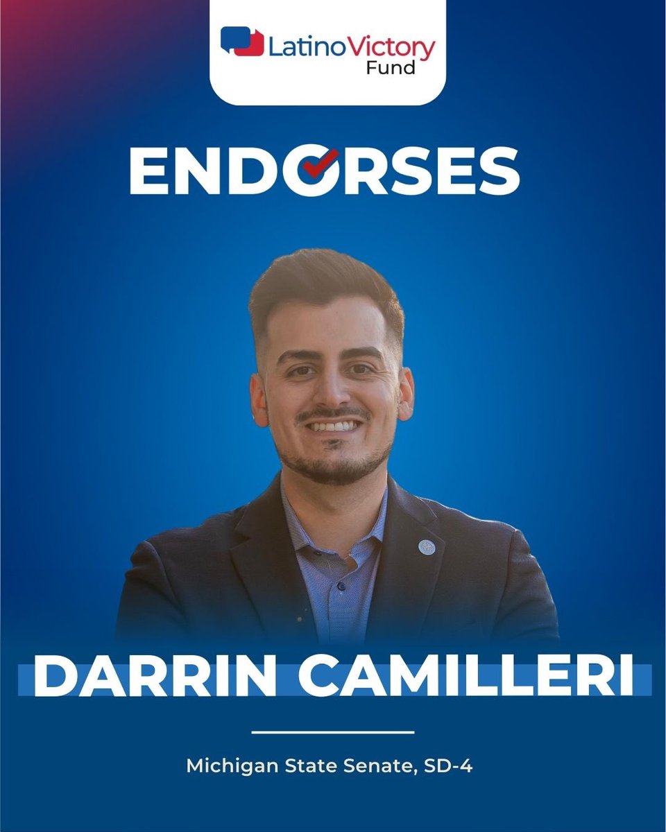 Latino Victory Fund is proud to endorse Darrin Camilleri for the Michigan State Senate.

A proven champion for working families, public education, and Latino representation, Senator Camilleri has been a strong voice for communities across Michigan. As a leader who helped flip a