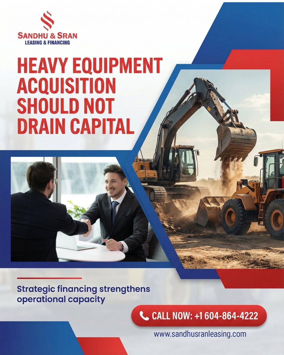 ssleasing's tweet photo. Construction and industrial operations rely on capital-intensive equipment. We structure financing around project timelines and seasonal revenue to protect liquidity and support long-term growth.
Sandhu &amp; Sran Leasing &amp; Financing
+1 604-864-4222 | https://t.co/AHjP8Gf0Ec 🏗️💼 https://t.co/PbpJ4ioXhR