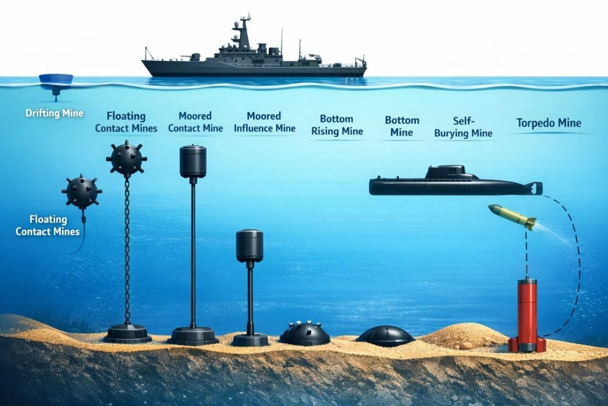 Different types of sea mines (source: Uncutt-News CH)