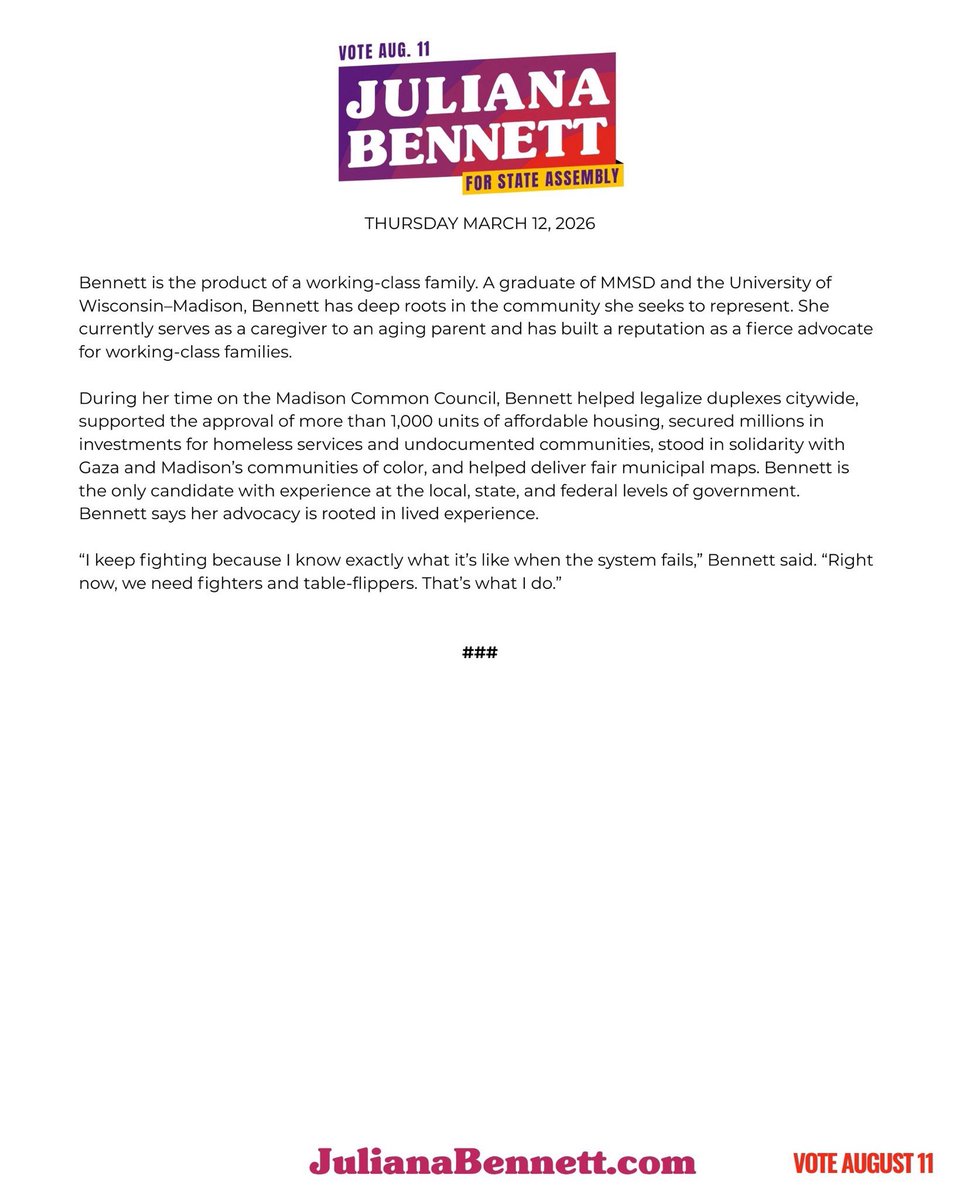 Juliana Bennett for the People tweet media