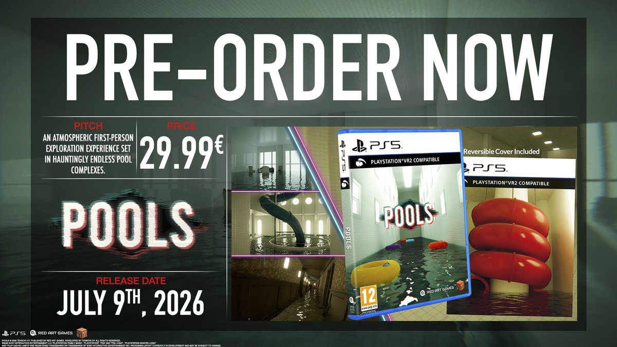Prepárate para sumergirte en POOLS, un evocador juego de simulación de paseos inspirado en Backrooms. 

La edición física estará disponible para PS5 el 9 de julio de 2026.

Reserva tu copia 👇
bit.ly/PoolsRAG