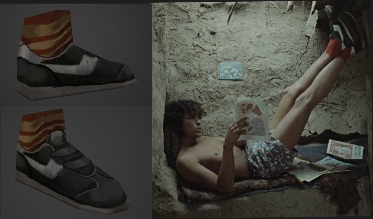 GustawMackay's tweet image. 5$ Soviet off-brand sneakers worn by Viktor Tsoi in the Kazakh New Waver film "Игла" (1988)
34 tris #lowpoly #handpainted #gamedev