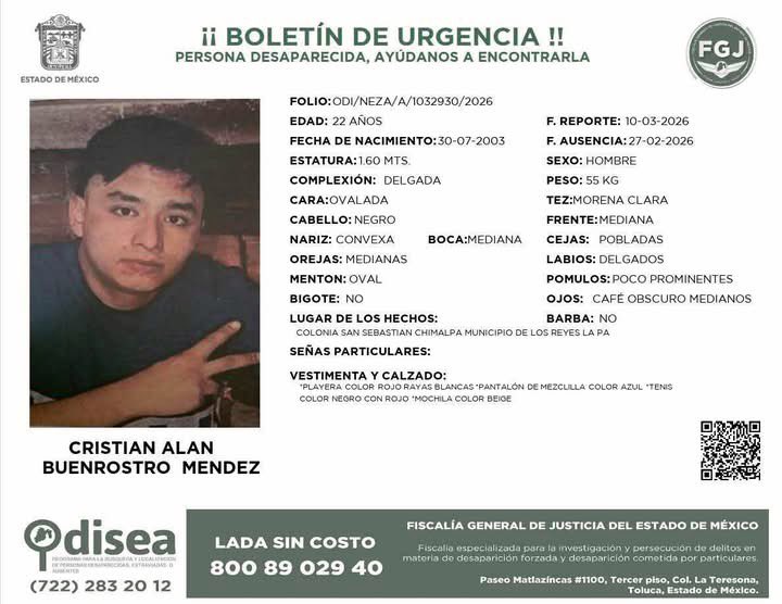 #SeBusca 

Cristian Alan Buenrostro Méndez fue visto el pasado 27 de Febrero en Los Reyes Paz, #EdoMex. 

#Comparte