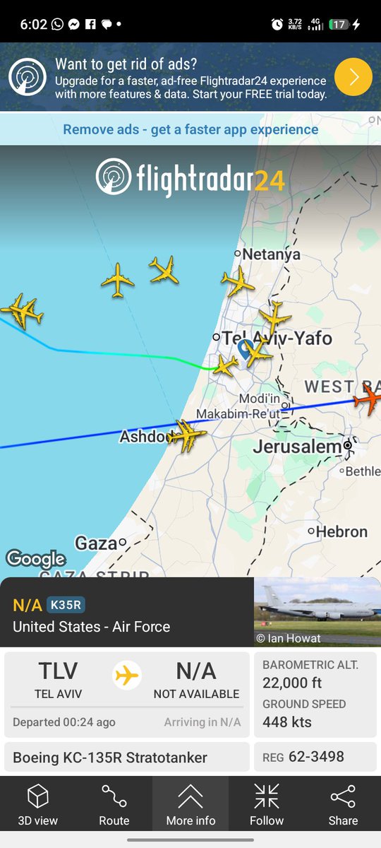 GregorMwalula's tweet photo. 11 KC135 air refueling tankers up over Israel.
What an Op y'all.. https://t.co/bmRPOhjg5L