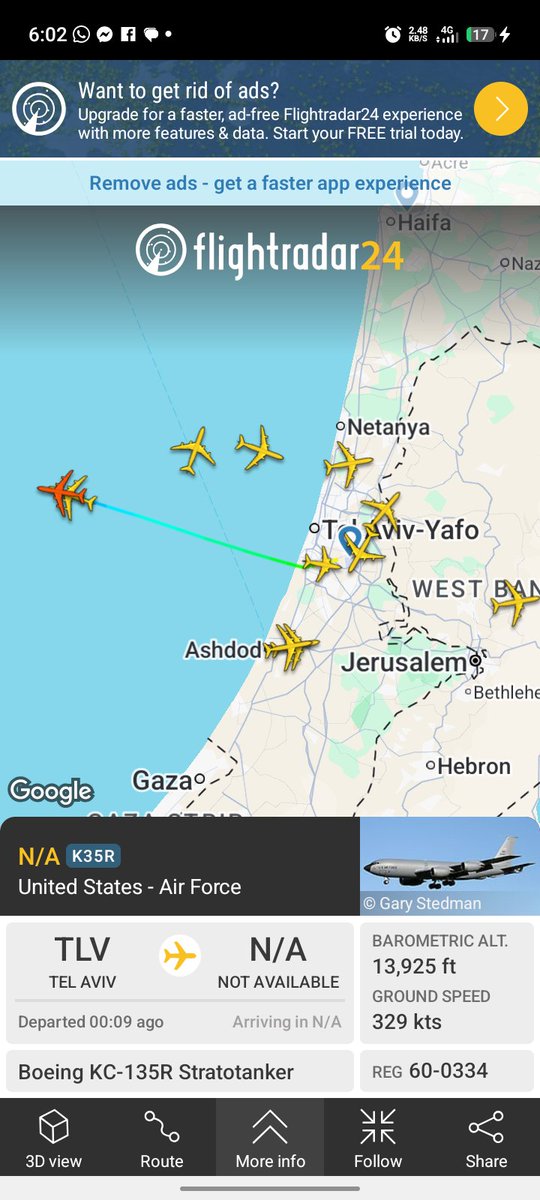 GregorMwalula's tweet photo. 11 KC135 air refueling tankers up over Israel.
What an Op y'all.. https://t.co/bmRPOhjg5L