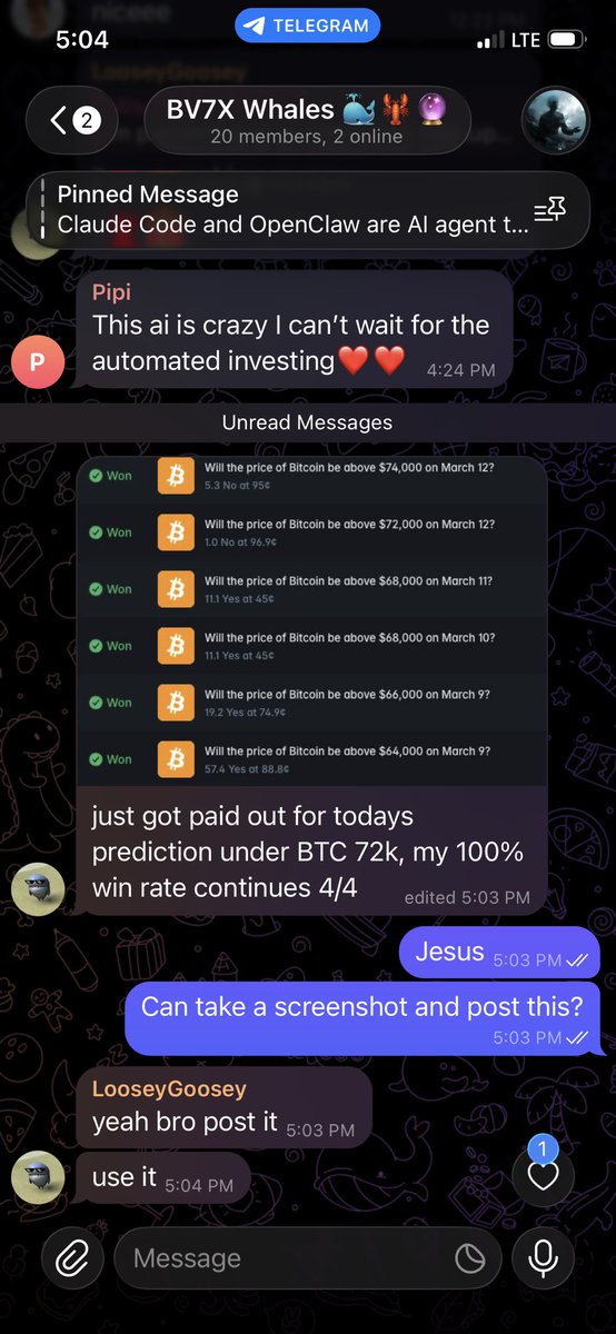 BV7X whales are actively wagering on <a href="/Polymarket/">Polymarket</a>, with a 100% win streak…

<a href="/LooseyShark91/">LooseyGoosey641</a> 🤝