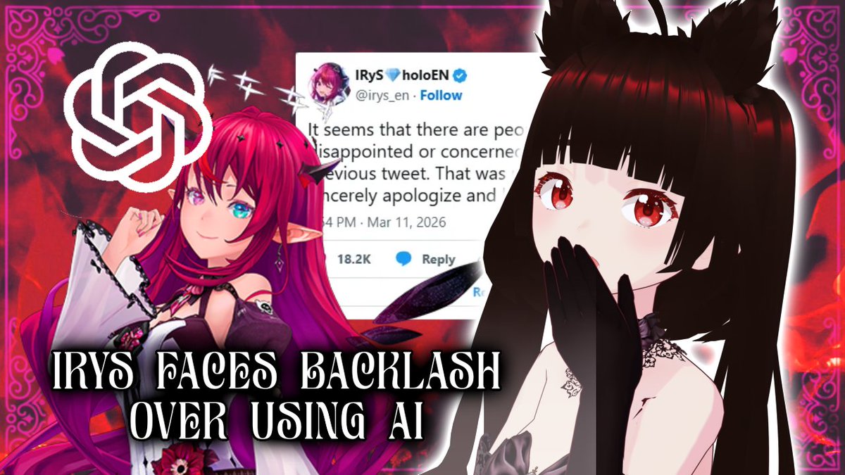 victoriaspade's tweet photo. IRYS FACES BACKLASH OVER CHATGPT CONVERSATION🔥 link: https://t.co/F5IXk0bRWX 🔥 #vtuber #ENVtuber #YouTube #VtuberMagic #YouTubers #hololive #vtubernews https://t.co/6vRxoeWFFE
