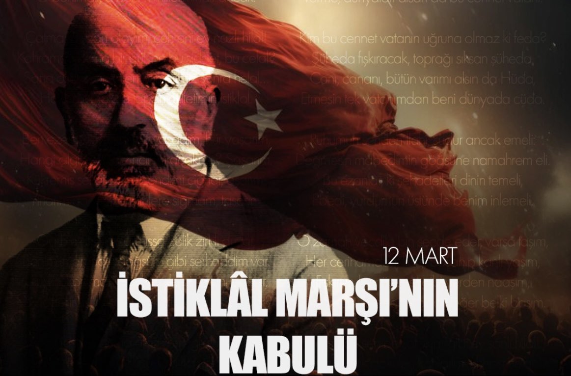 HatayDSM's tweet photo. 🇹🇷 12 Mart 1921’de kabul edilen İstiklal Marşı’mız, milletimizin bağımsızlık ruhunun en güçlü ifadesidir.

“Allah bu millete bir daha İstiklal Marşı yazdırmasın.”
— Mehmet Akif Ersoy

Başta Mehmet Akif Ersoy olmak üzere tüm kahramanlarımızı rahmet ve minnetle anıyoruz. https://t.co/OzwWP2id6b