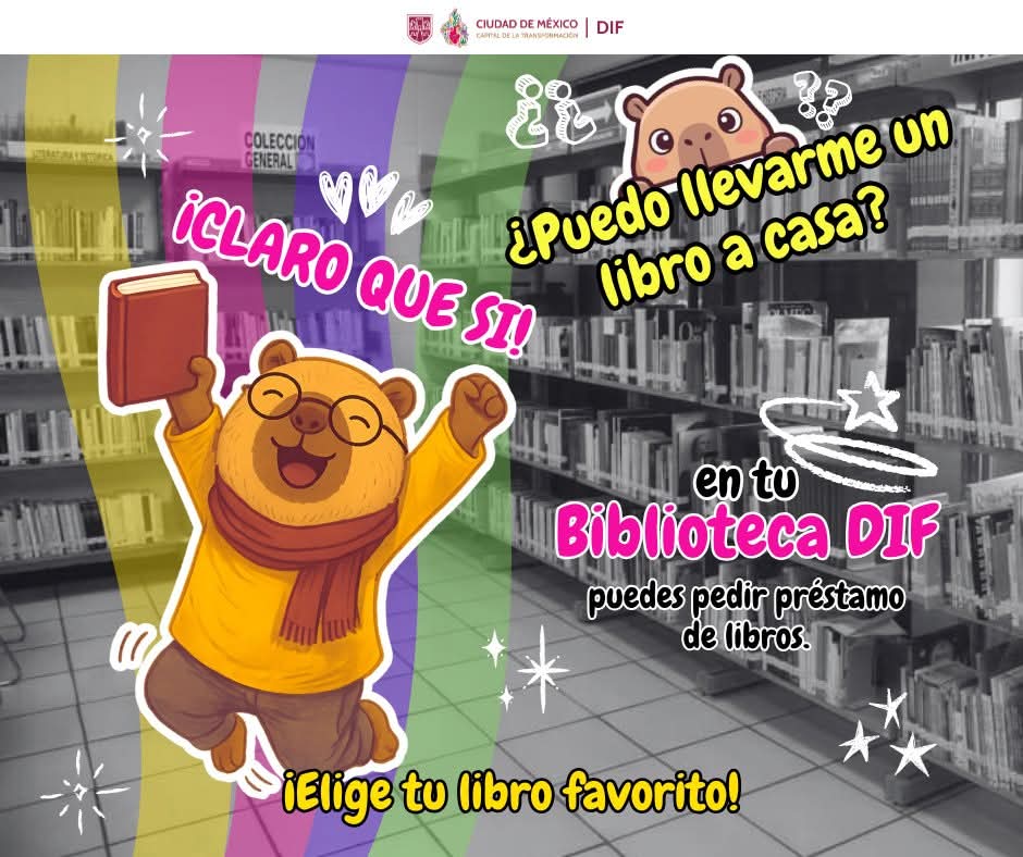 DIFCDMX's tweet image. ⭕️ En nuestras Bibliotecas #DIFCDMX puedes solicitar un préstamo de libro totalmente #GRATIS. 🫶📖
Acércate 🫴 y descubre un mundo nuevo a través de la lectura. 📕📚

#CapitalDeLaTransformación
