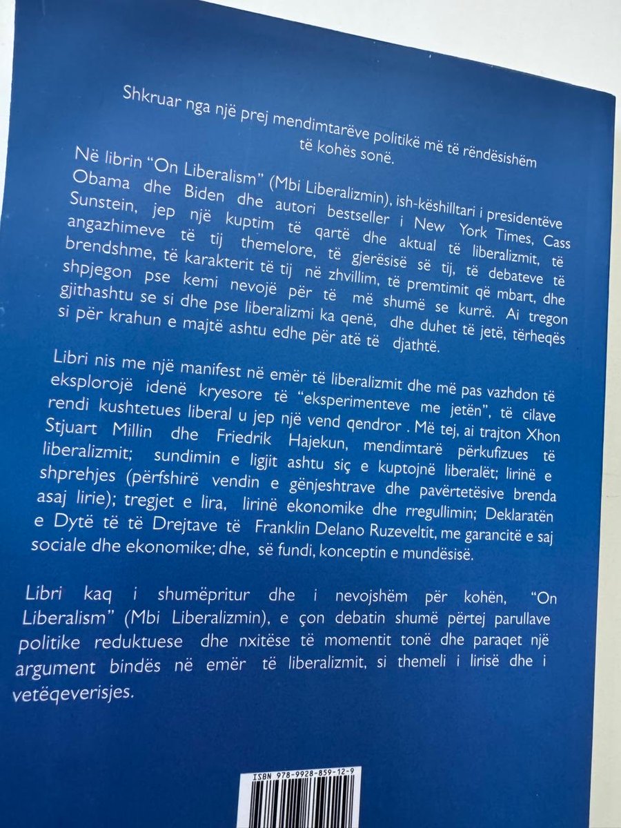 IPLSAL's tweet photo. IPLS is proud to share the publication of “On Liberalism: In Defense of Freedom” by Cass R. Sunstein, now available in Albanian.

At a time of rising polarization this book explains the core ideas of liberalism, freedom, pluralism, and the rule of law!

@CassSunstein https://t.co/Bj83cmqkkI