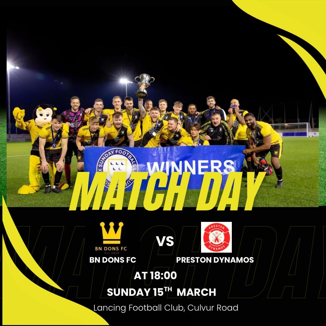 Bn_Dons's tweet image. This Sunday‼️
Another huge league fixture, and one that won us last years premier title🏆
We host @DynamosPreston at Culver Rd in a 6pm ko🤝
Get down and support the boys, as we go to war in search of 3pts🫡
#UTD👑