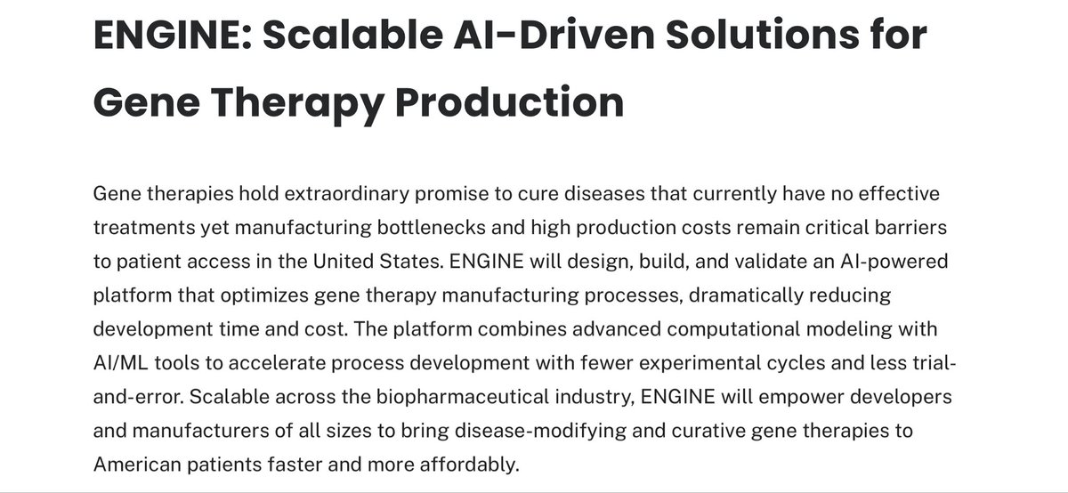 RySciComms's tweet photo. A closer look at the @ARPA_H award for #BioCurie to develop an AI-powered platform to optimize gene therapy manufacturing processes.
https://t.co/bqnPCxaazU
#genetherapy #biomanufacturing #AIinBio #advancedtherapies #genomicmedicine #celltherapy #techbio #AAV https://t.co/sYiLhYmlKU