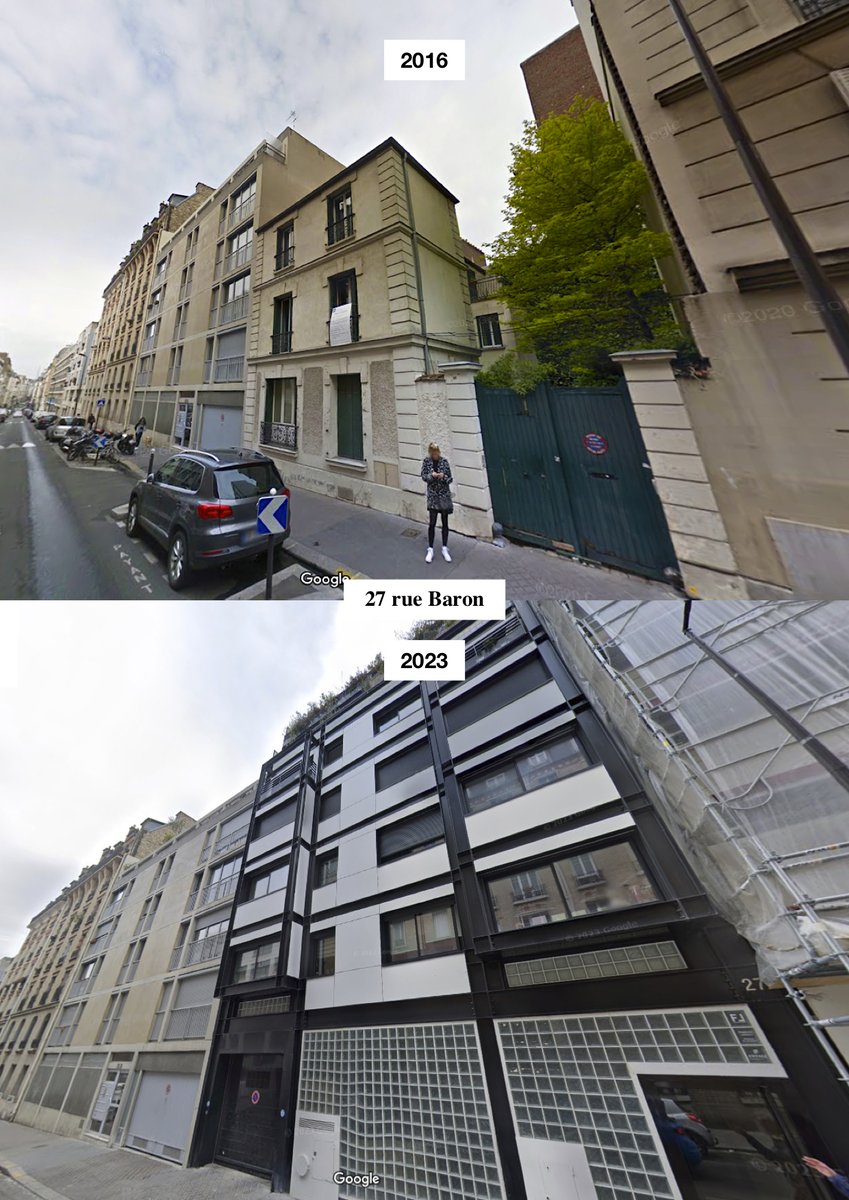 giorgio36000038's tweet photo. Densification du quartier des Épinettes, Paris 17ᵉ : 

➡️2017, démolition totale d'une maison érigée au début du XXᵉ siècle. 

➡️2018, construction de 10 logements en accession par l'agence François Lérault Architecte au profit du promoteur France Logis. https://t.co/4EbpmohoMA