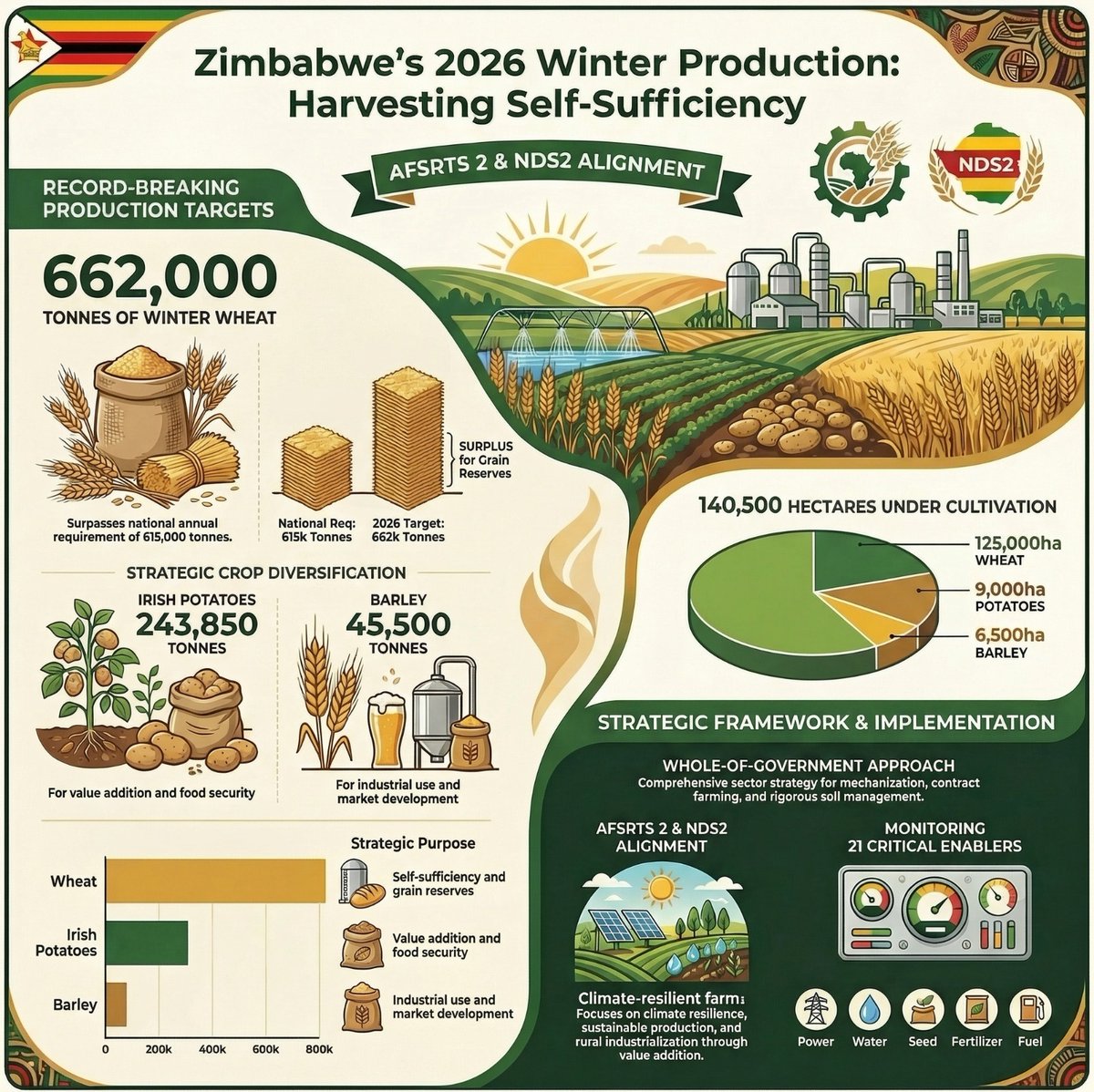 ReignNheta3176's tweet image. Over 300 Tractors, 62 Combine Harvesters Boost ’s Mechanisation Drive

More than 300tractors and 62 combine harvesters have arrived in Zim, strengthening the national mechanisation programme launched in 2021 to enhance agricultural productivity.

 #FarmMechanisation #FoodSecurity