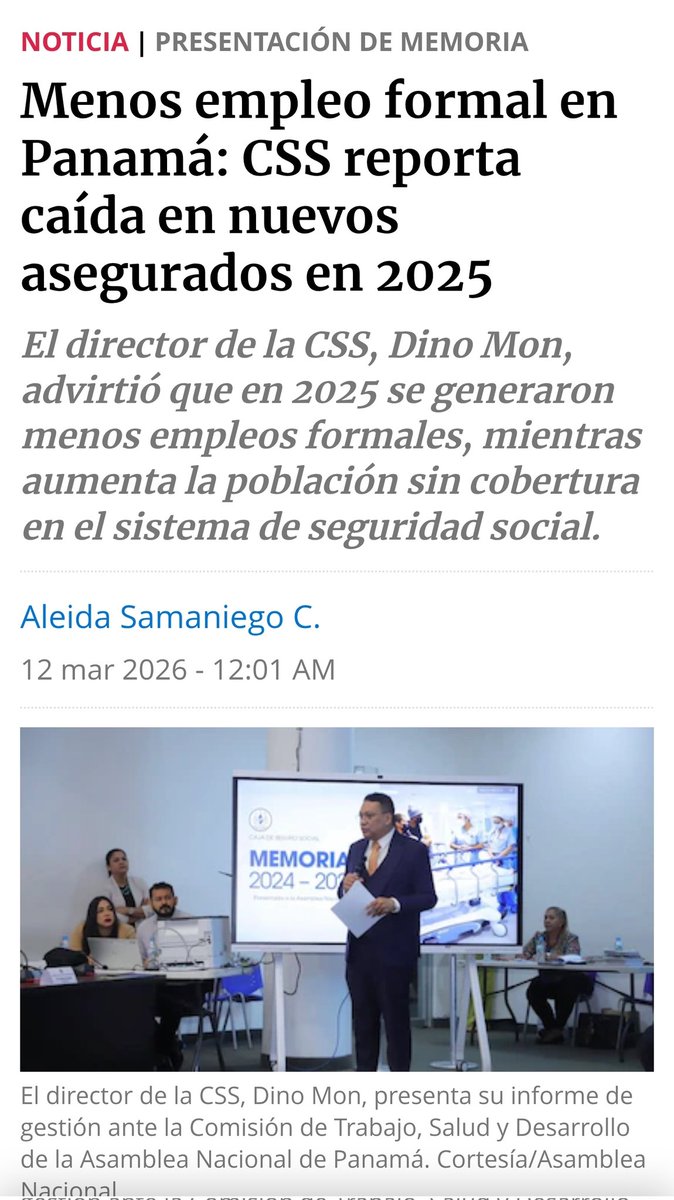R_RuizDiaz's tweet photo. A quien le creemos? El Director de la @CSSPanama reporta caída de asegurados, que son los cotizantes y por el otro lado el de @presidenciapma dice que hubo 111 mil nuevos empleos.
Es el tema de la descoordinacion que existe entre todas las entidades, cada una es una Republiquita a parte y al final ponen al Presidente a decir algo, que otro lo desmiente.