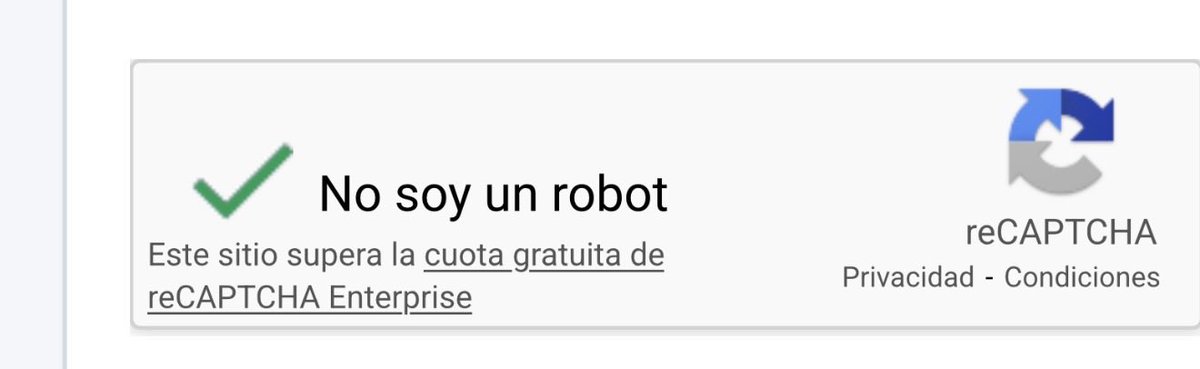 IsabelFranco06's tweet photo. Señores @SSociedades, urge solución técnica para la Baranda Virtual. El error de cuota de reCAPTCHA no permite avanzar en los trámites y hay términos procesales corriendo. Por favor, reportar al área de TI. Gracias. “Supera cuota gratuita” https://t.co/FpU9AL02nL