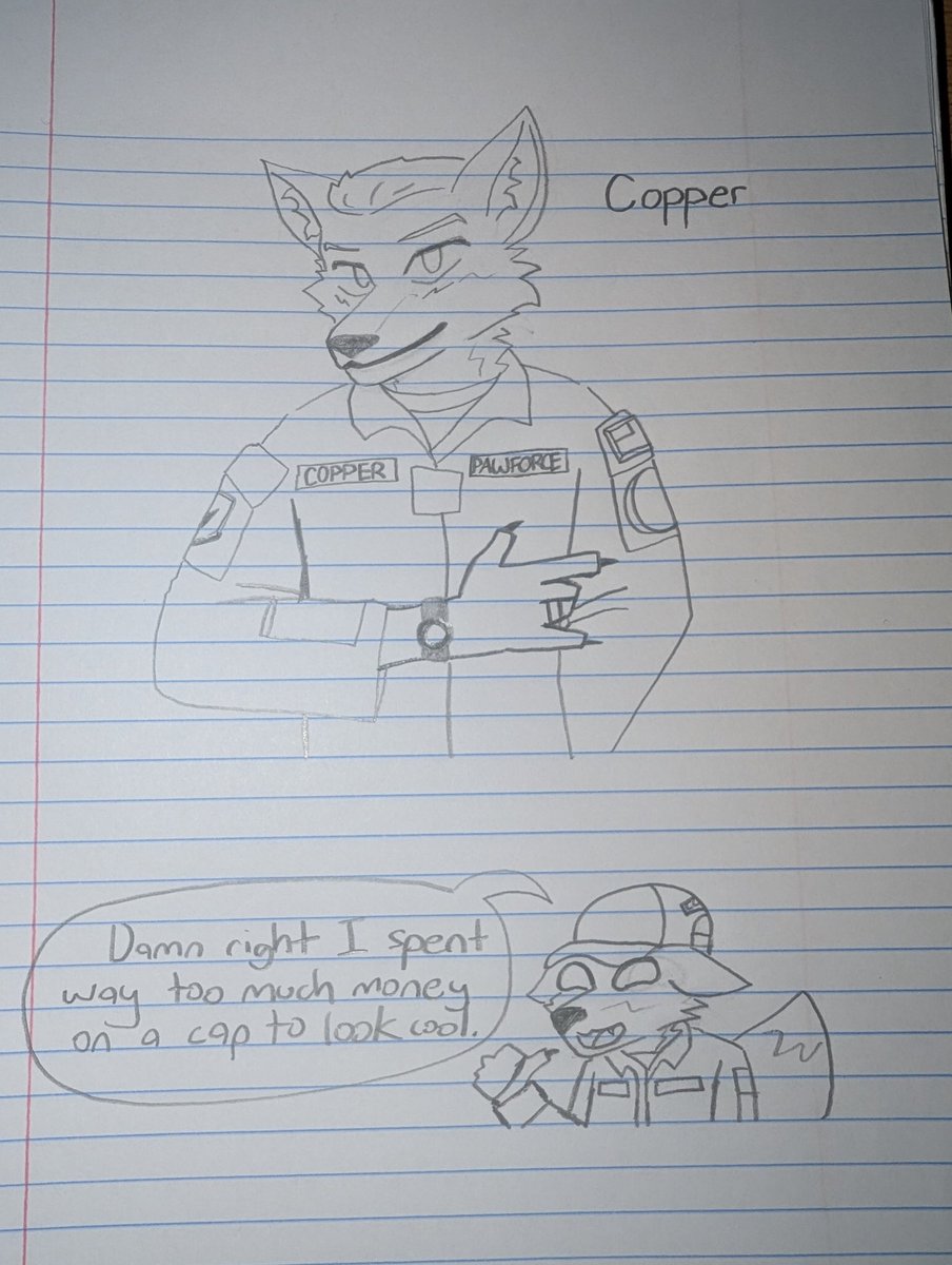 CopperBoyART's tweet photo. Hey everyone, I'm doing schooling now, so I gotta wait till my tablet gets shipped to me for me to draw normal art again. So for now enjoy a quick little paper sketch of my Sona in uniform! 

With a slightly updated look to reflect how much I've changed https://t.co/xe220Q8132