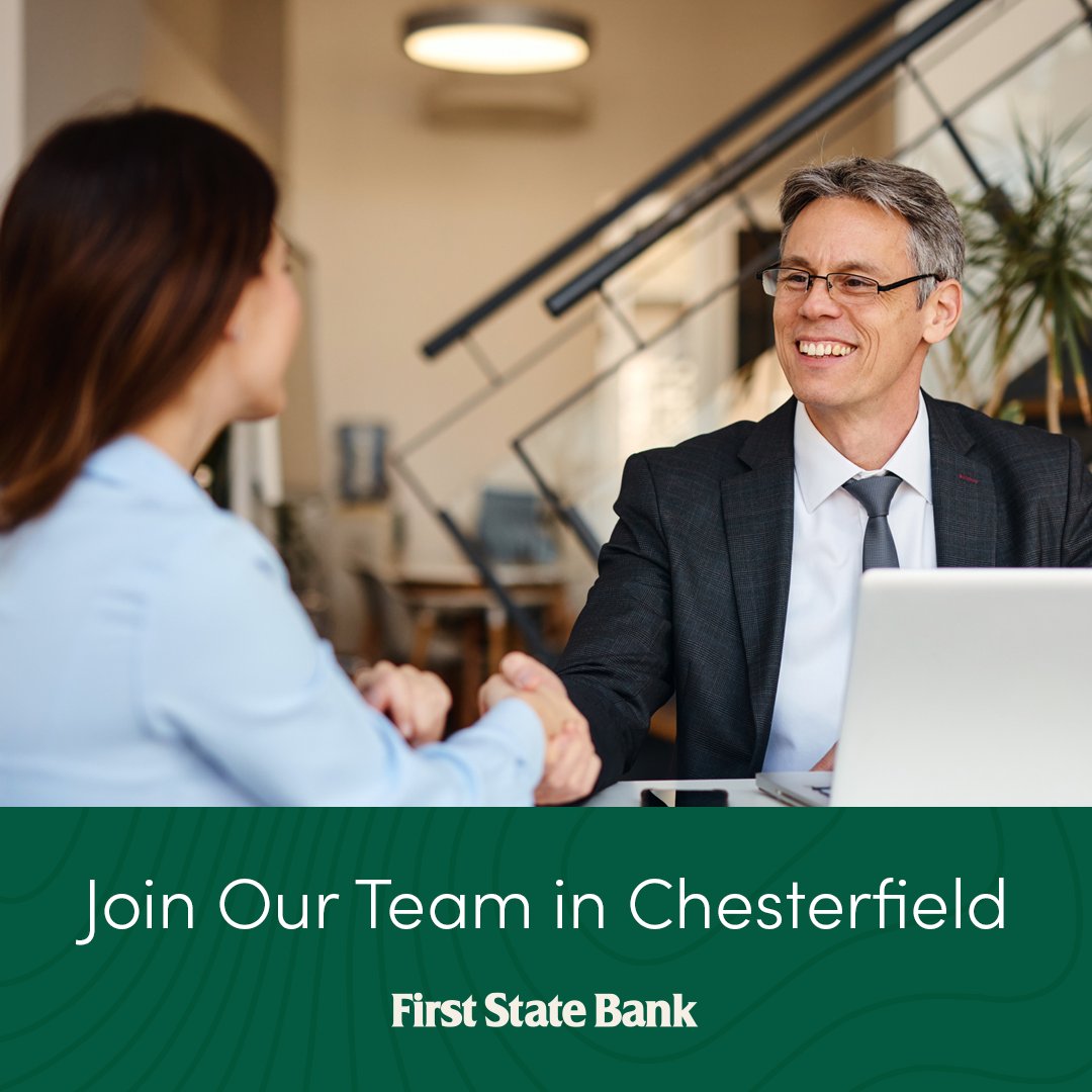 FSBfinancial's tweet photo. First State Bank is hiring a VP of Commercial Lending at our Chesterfield, MO location. Help grow relationships with local businesses and manage a commercial loan portfolio.

Learn more and apply: https://t.co/Sus2OMFGlM https://t.co/P4EZVaOjij